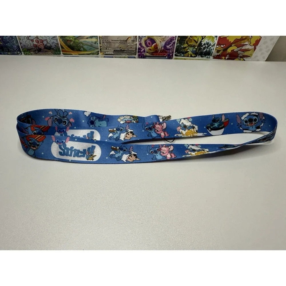 Disney Lilo‎ & Stitch Character Lanyard Blue Neck Strap Keychain 17